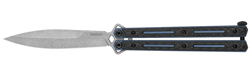 Kershaw Lucha 4.6" Spear Point Balisong Carbon Fiber Blue/Black