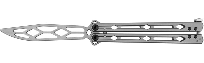 Kershaw Lucha Silver Steel Drop Point 4.6 Inch Butterfly Pocket Knife