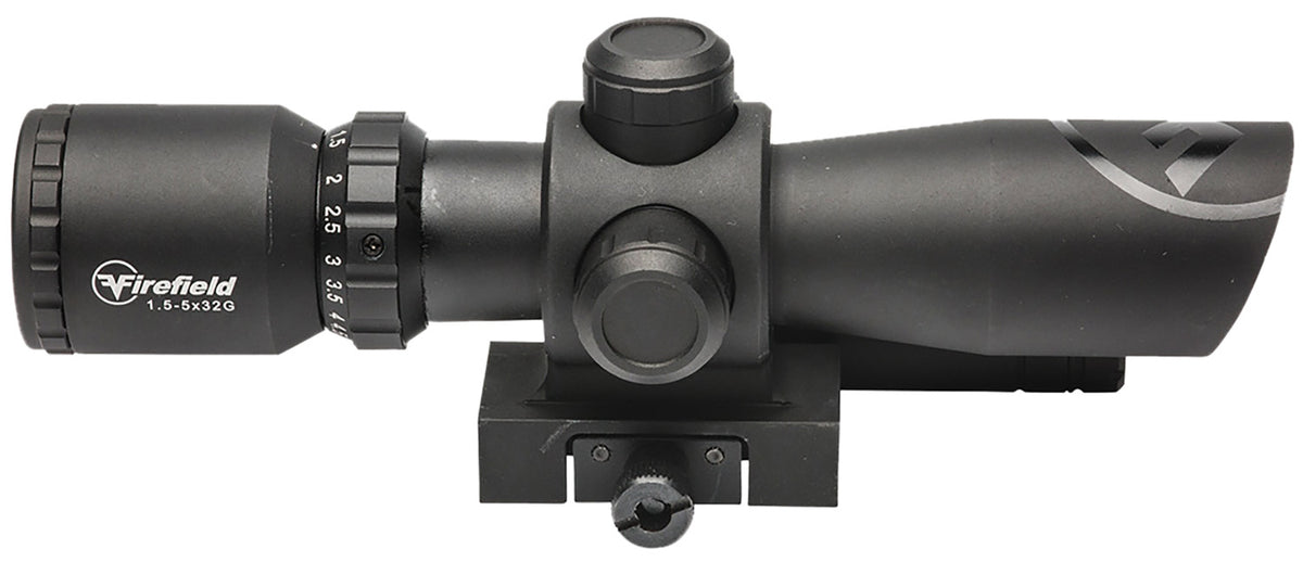 Firefield Barrage Matte Black 1.5-5x32mm Illuminated Mil-Dot Reticle Rifle Scope with 5mW Green Laser