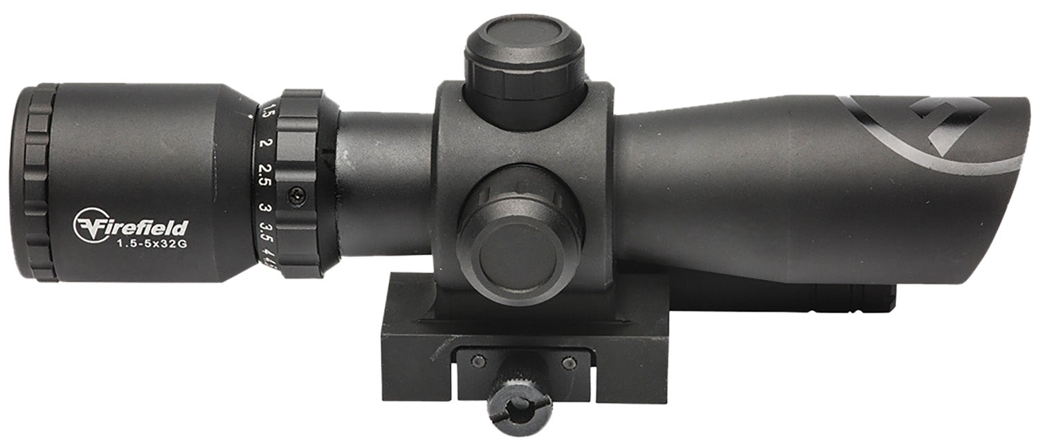 Firefield Barrage Matte Black 1.5-5x32mm Illuminated Mil-Dot Reticle Rifle Scope with 5mW Green Laser