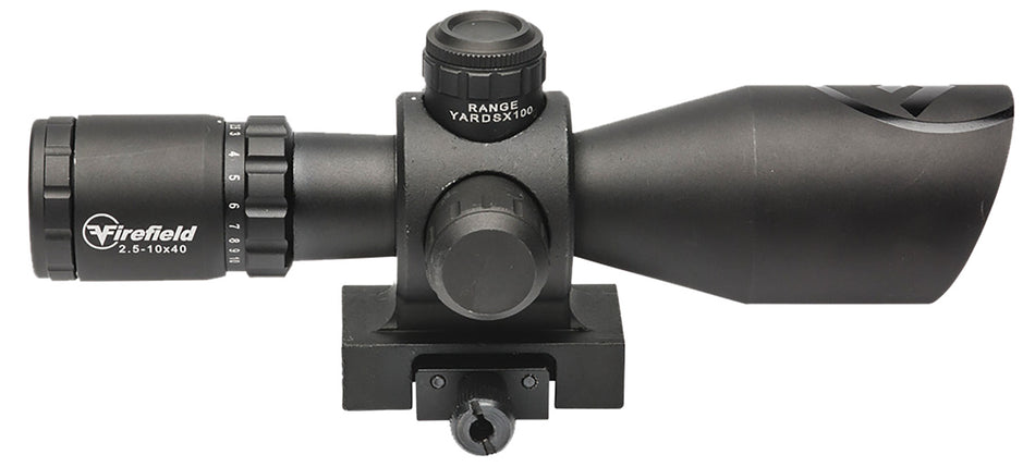 Firefield Barrage Matte Black 2.5-10x40mm Multi-Coated Illuminated Red/Green Mil-Dot Reticle Scope