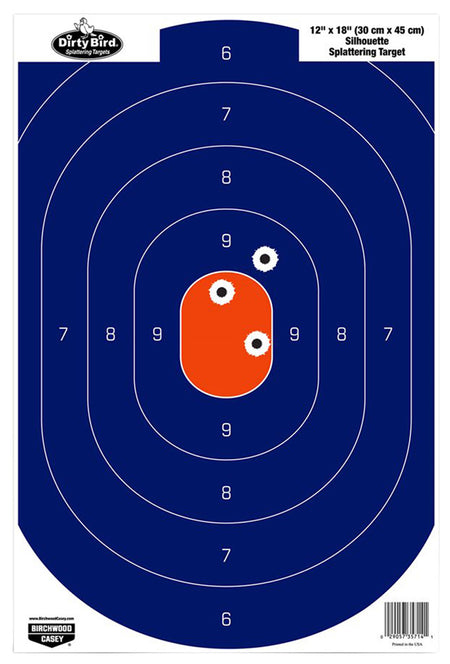 Birchwood Casey 35718 Splatter Silhouette Tagboard Hanging Targets 12"x18" Blue/Orange 8 Count