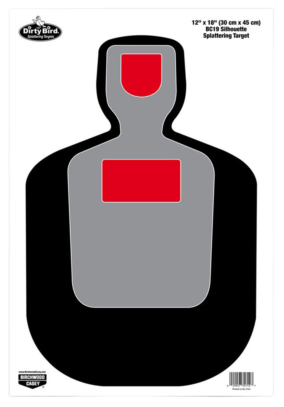 Birchwood Casey 35717 BC-19 Dirty Bird Pistol Silhouette Hanging Tagboard Targets 12"x18" 8 Count