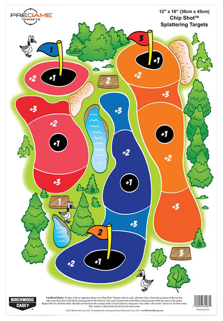 Birchwood Casey 35566 Chip Shot Pregame Self-Adhesive Paper Shooting Targets Multi-Color 8 Count