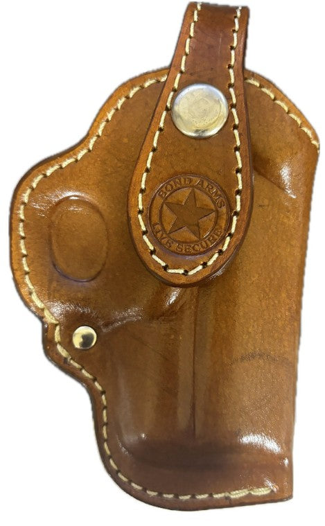 Bond Arms Left Hand Tan Premium Leather Clip Holster 3.5" Barrel White Stitching