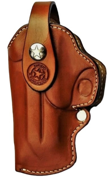 Bond Arms Right Hand Tan Premium Leather Clip Holster 4.25" Barrel White Stitching