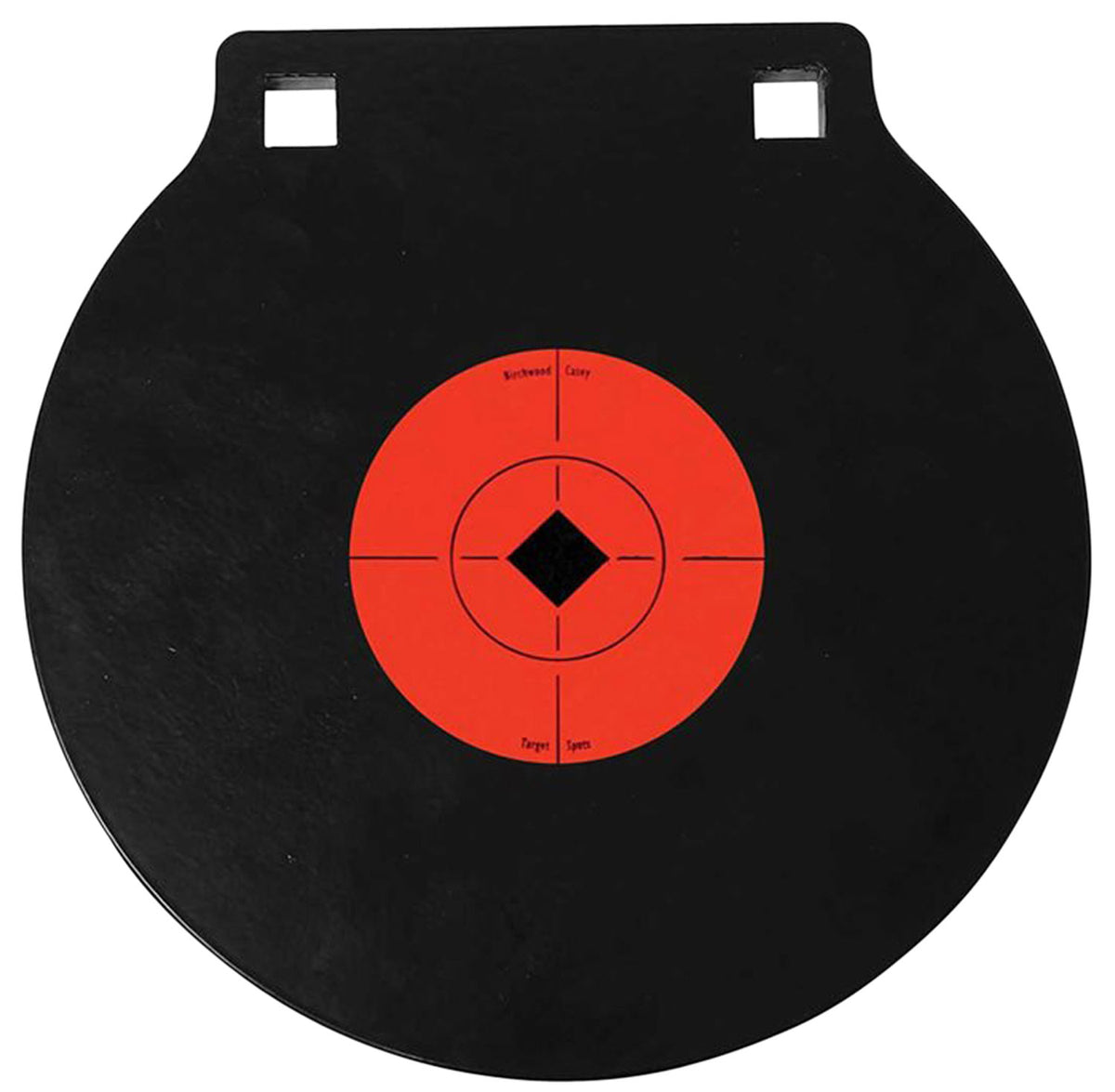Birchwood Casey 47604 8" AR500 Steel Circle Double-Hole Hanging Target 3/8" Thick Black/Orange