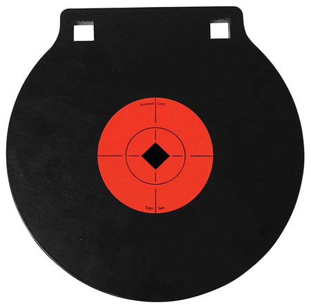Birchwood Casey 47604 8" AR500 Steel Circle Double-Hole Hanging Target 3/8" Thick Black/Orange