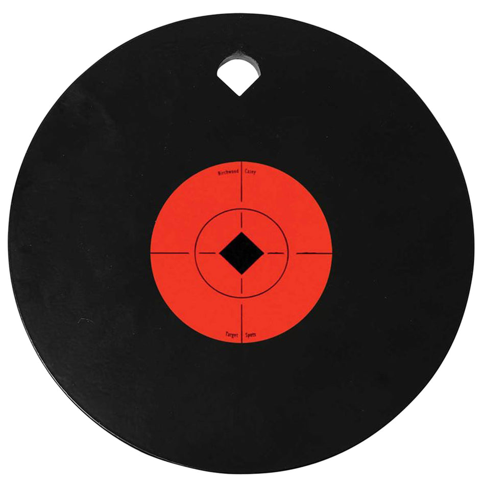 Birchwood Casey 47614 10" AR500 Steel Circle Single-Hole Hanging Target 3/8" Thick Black/Orange