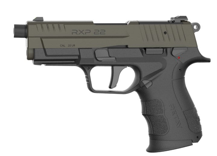 Retay USA RXP22BLKODSL13TH RXP 22 LR 13+1 4" Threaded Barrel, OD Green Cerakote Optic Ready/Serrated Slide, Black Cerakote Polymer Frame w/Accessory Rail, RMR/RMSc Footprint