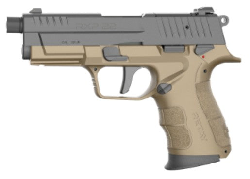 Retay USA RXP22FDEBLKS13TH RXP 22 LR 13+1 4" Threaded Barrel, Black Cerakote Optic Ready/Serrated Slide, Flat Dark Earth Cerakote Polymer Frame w/Accessory Rail, RMR/RMSc Footprint