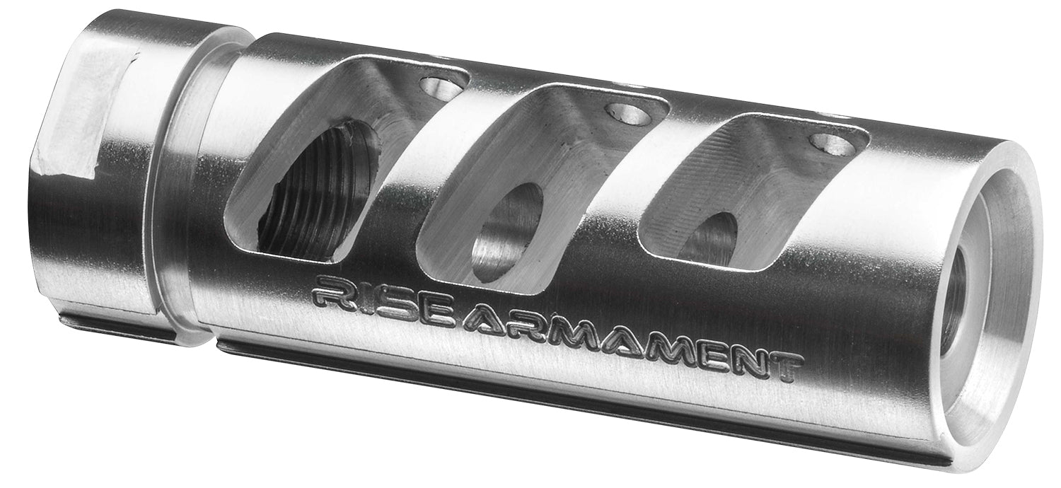 Rise Armament RA-701 AR-10 Silver 416R Stainless Compensator 7.62 NATO 5/8-24 tpi 1.35" Diameter