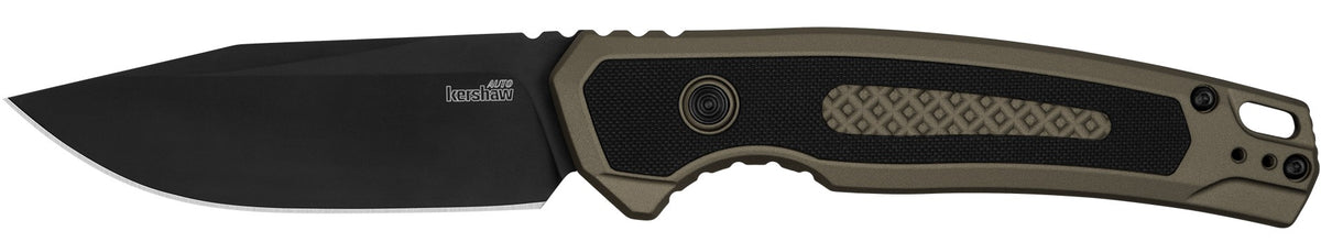 Kershaw Launch 21 Push Button Auto Pocket Knife 3.45 Inch Aluminum Black FDE Handle