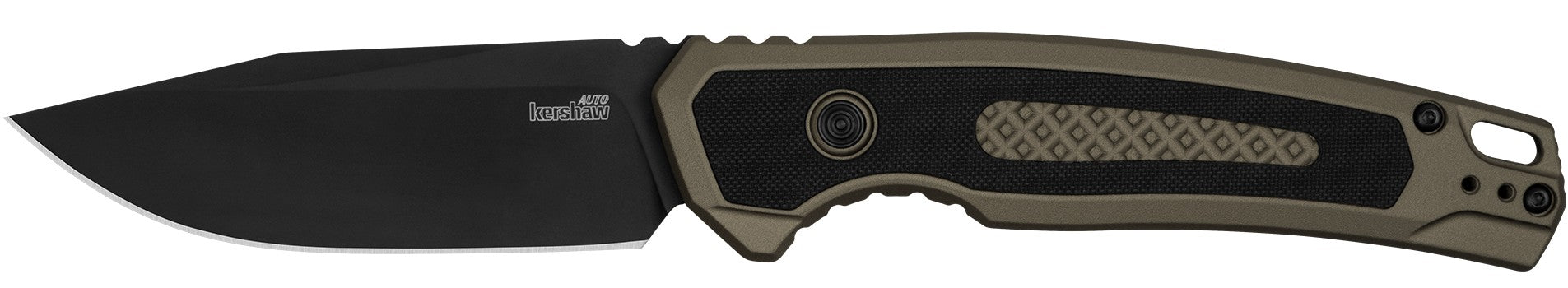 Kershaw Launch 21 Push Button Auto Pocket Knife 3.45 Inch Aluminum Black FDE Handle