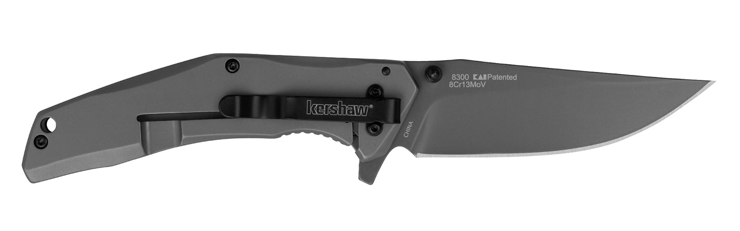 Kershaw DuoJet 8300 3.25" Folding Plain Gray TiCN 8Cr13MoV Stainless Steel Blade Gray Coated Steel Handle Includes Pocket Clip