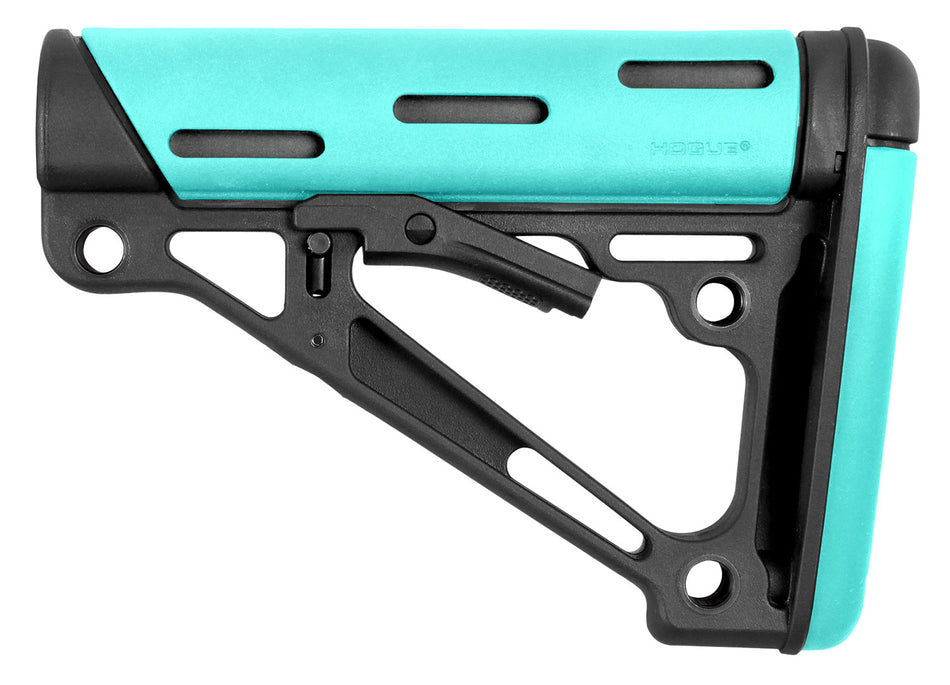 Hogue 13440 Aqua OverMolded Anti-Rattle Collapsible Buttstock for AR-15/M16 Mil-Spec Tube Compatible