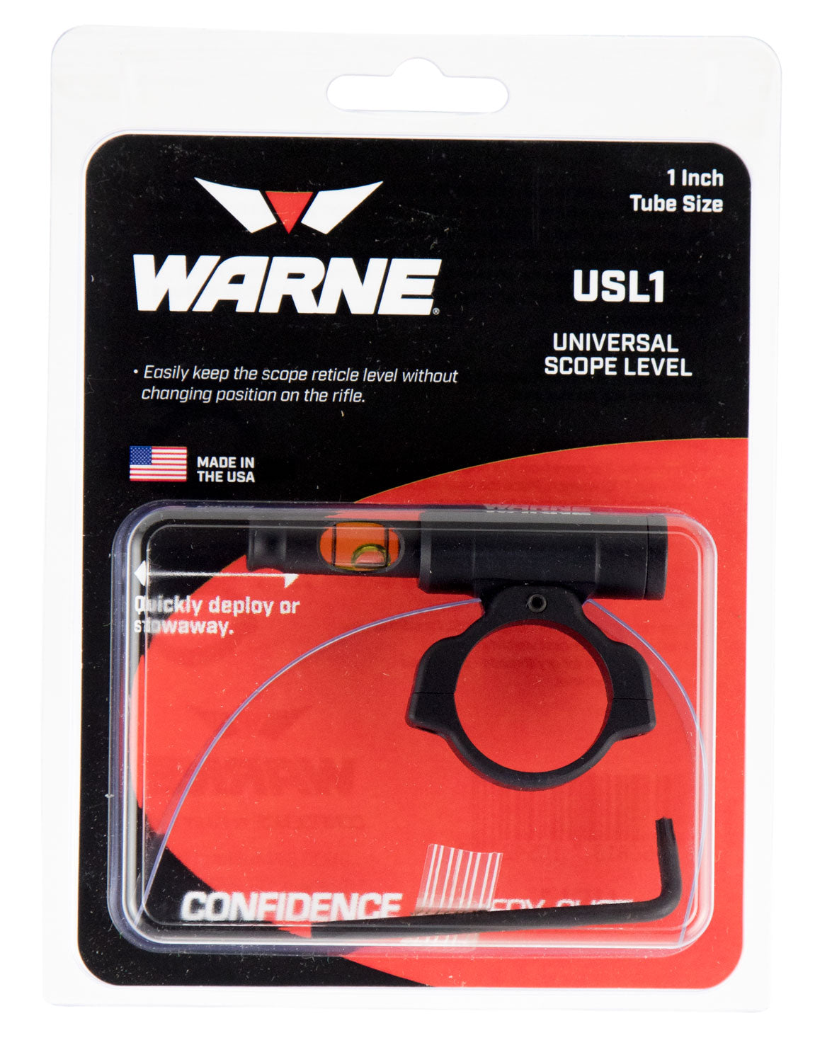 Warne USL1 Universal Scope Reticle Level 1 Inch Tube Aluminum Black