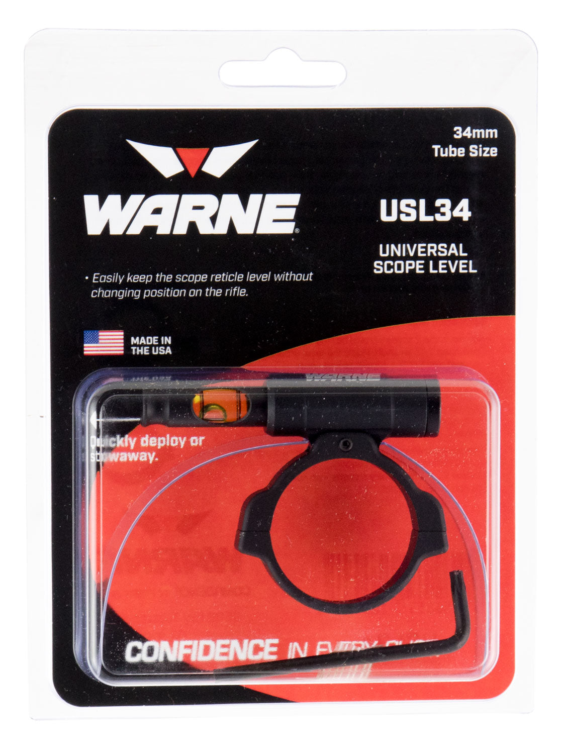 Warne USL34 Universal Scope Reticle Level 34mm Tube Aluminum Black