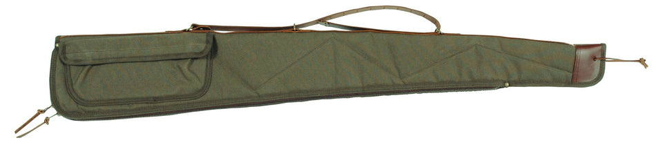 Bob Allen 14535 Canvas Shotgun Gun Case 52" Green w/ Quilted Lining & Leather Sling