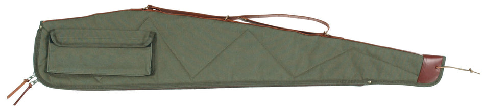 Bob Allen 14537 Canvas Rifle Gun Case 44" Green w/ Quilted Lining Leather Sling & Nylon Zipper