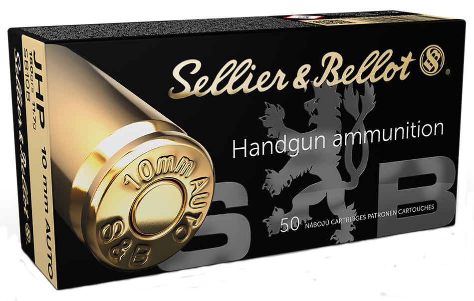 Sellier and Bellot Handgun 10mm Auto 180 grain Jacketed Hollow Point ammunition