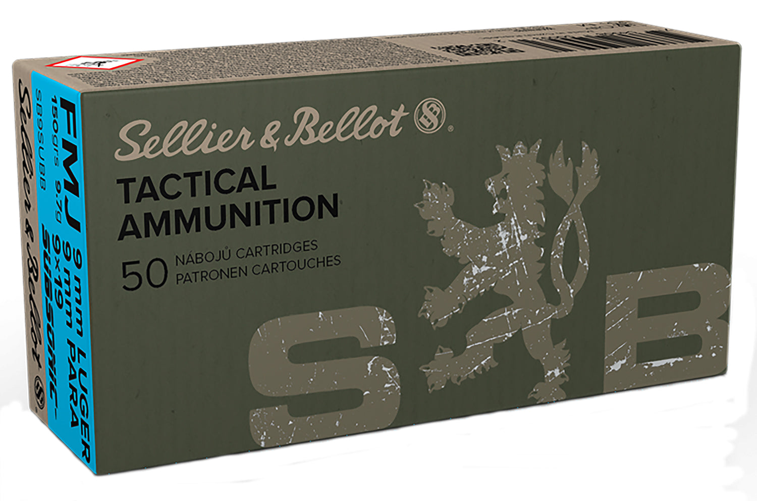 Sellier & Bellot (S&B) Subsonic Full Metal Jacket 150 Grain 9mm Luger/Parabellum 1001 fps