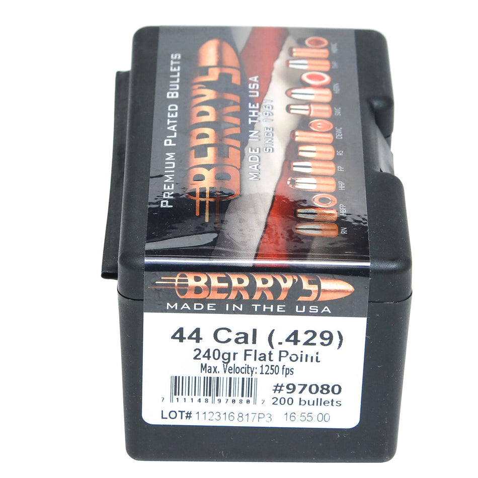 Berry's 97080 Superior Pistol 44 Cal 240gr Flat Point Plated Bullets 200/Box