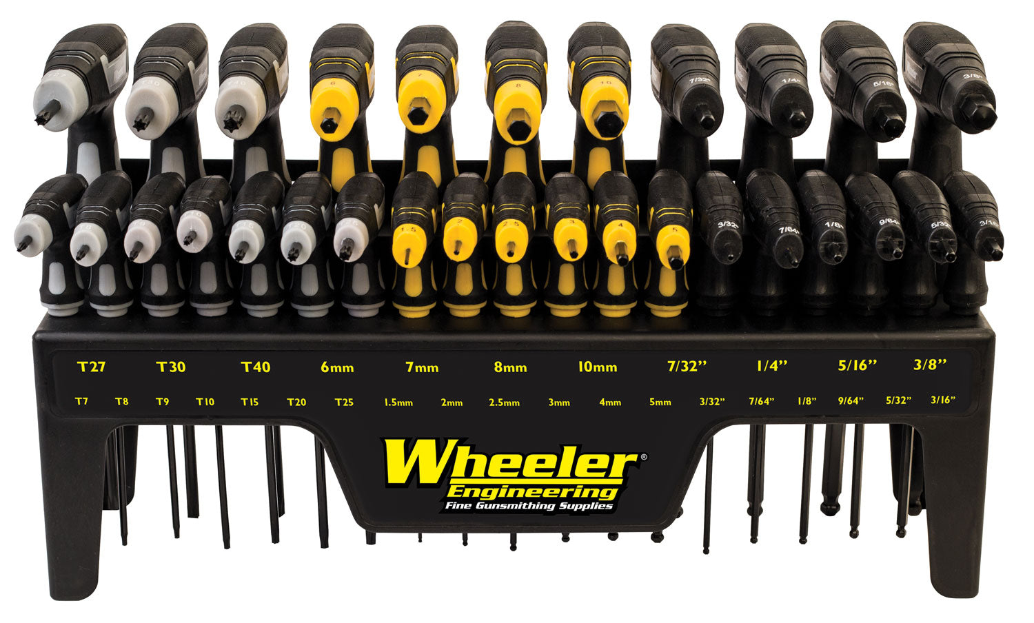 Wheeler P-Handle Hex and Torx Key Set, 30 Pieces, Wall-Mountable Stand Included