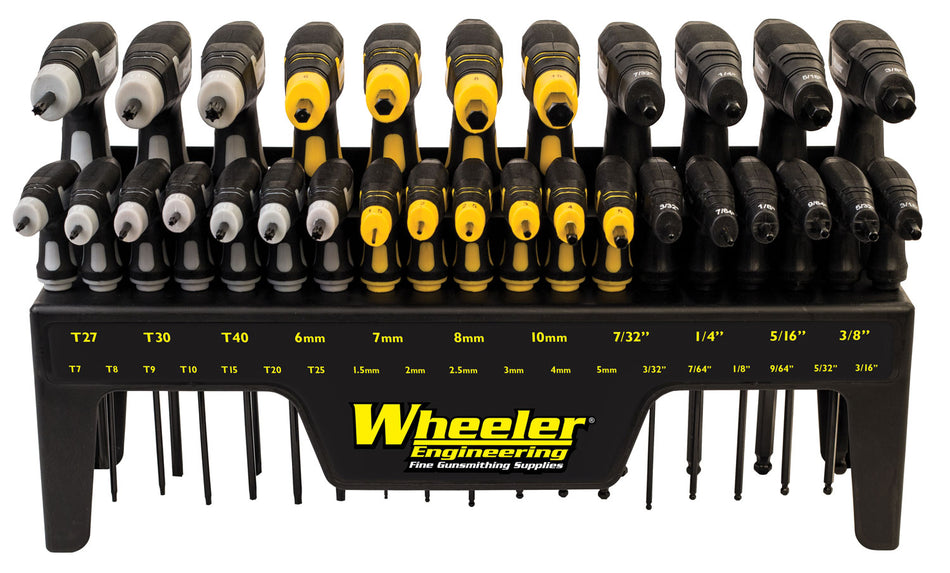 Wheeler P-Handle Hex and Torx Key Set, 30 Pieces, Wall-Mountable Stand Included