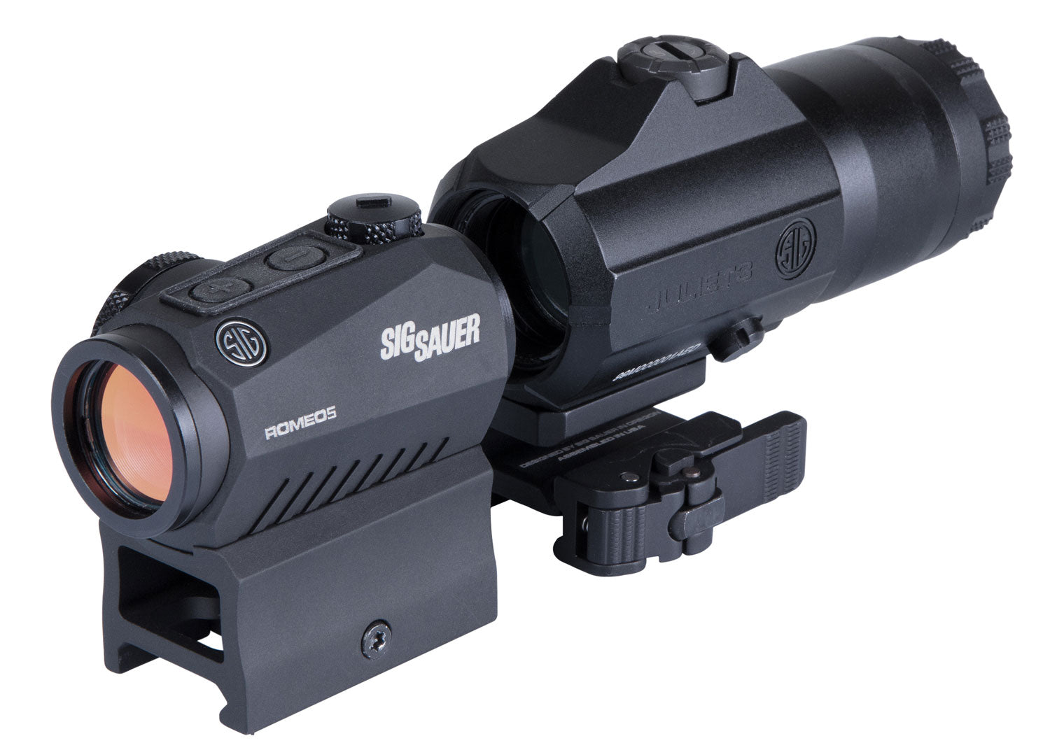 Sig Sauer Romeo5 and Juliet3 Combo 1x 2 MOA Red Dot 3x Magnifier Kit Black 24mm
