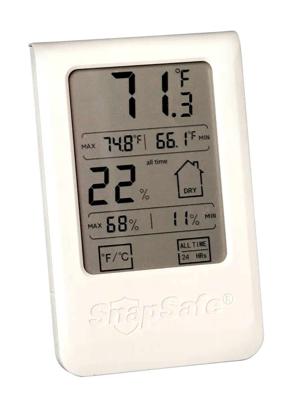 SnapSafe 75909 Digital Hygrometer for Gun Safes Gray AAA Powered