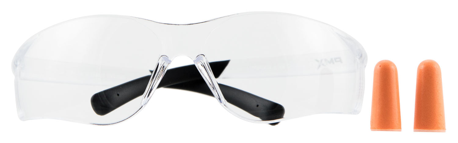 Pyramex Ztek Adult Safety Glasses Clear Lens Polycarbonate Clear Frame with Earplug Combo