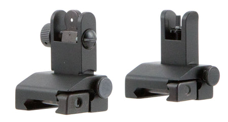 TacFire Pop-Up Iron Sights Spring Loaded Black Anodized Flip-Up AR-Platform Set