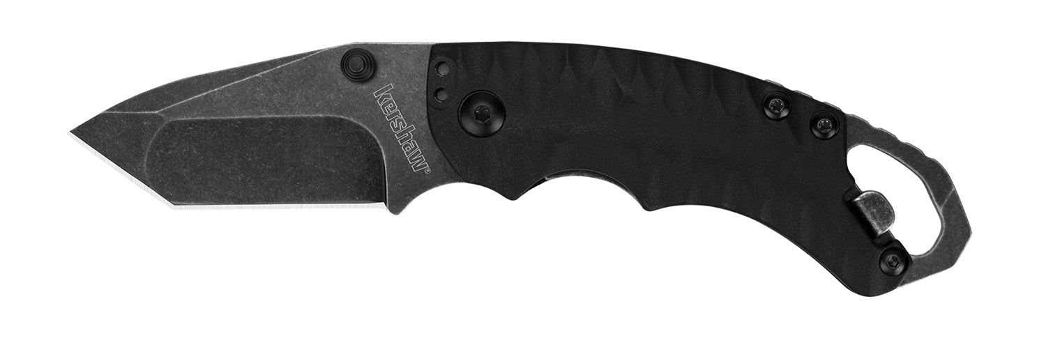 Kershaw Shuffle II Folding Pocket Knife 2.60" Tanto Plain BlackWash 8Cr14MoV SS Blade Black Glass-Filled Nylon Handle