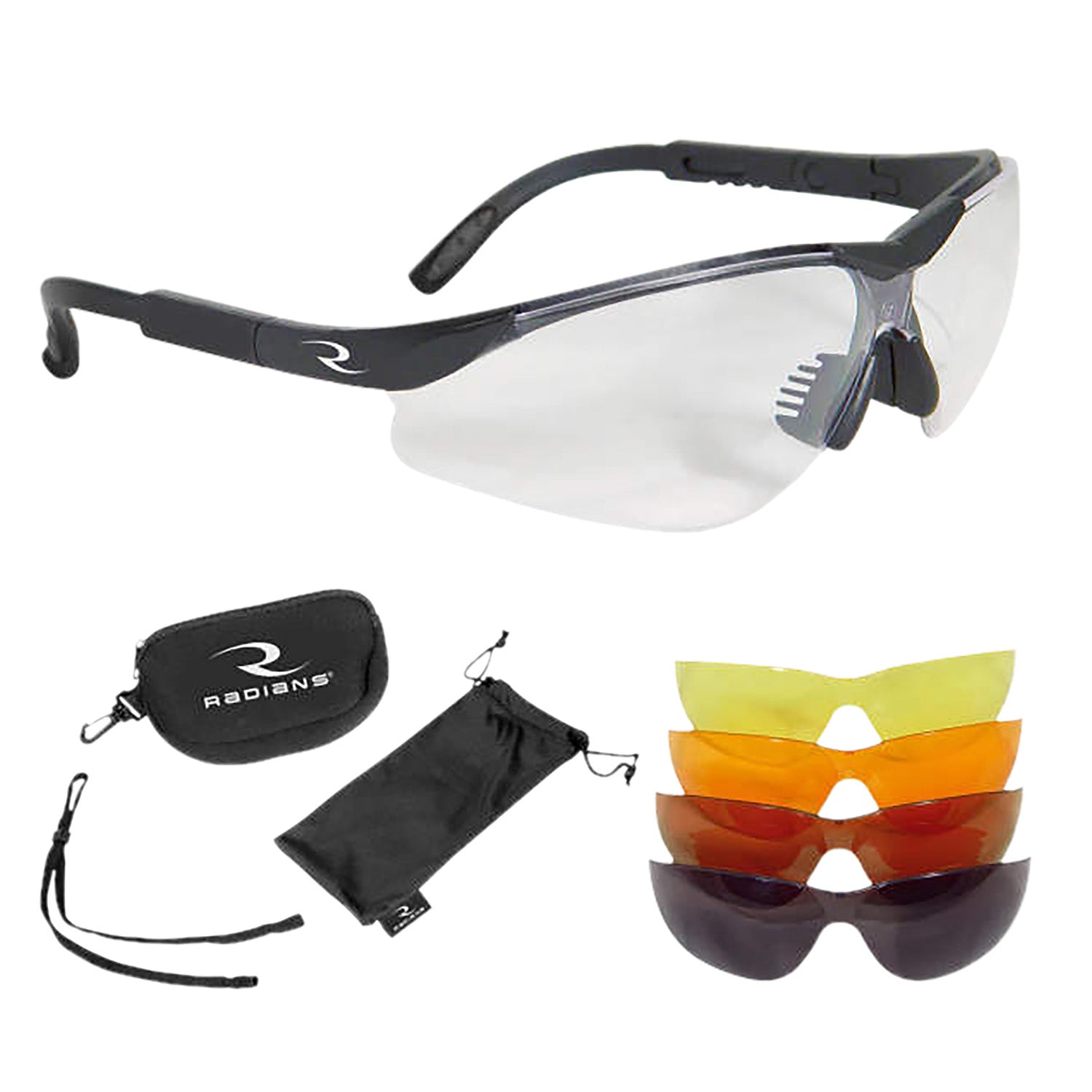 Radians T-85 T85RC 5-Lens Interchangeable Shooting Glass Kit Adult Black Frame
