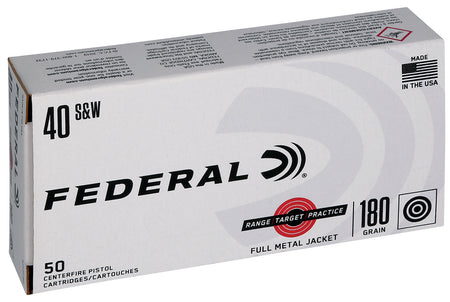Federal RTP40180 Range and Target 40 Smith & Wesson 180 GR Full Metal Jacket