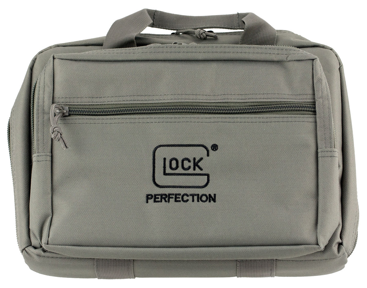 Glock AP60301 Gray Double Pistol Case 12.5"x9.5"x4.5" Dual Padded Compartments 3 Zippered Compartments