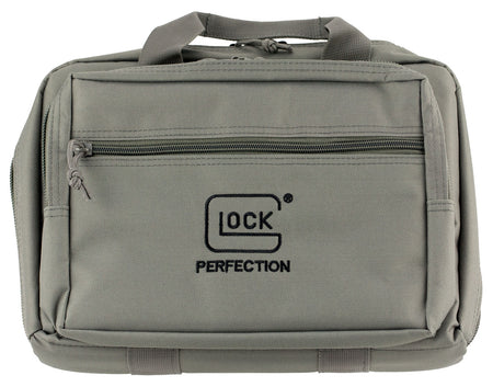 Glock AP60301 Gray Double Pistol Case 12.5"x9.5"x4.5" Dual Padded Compartments 3 Zippered Compartments