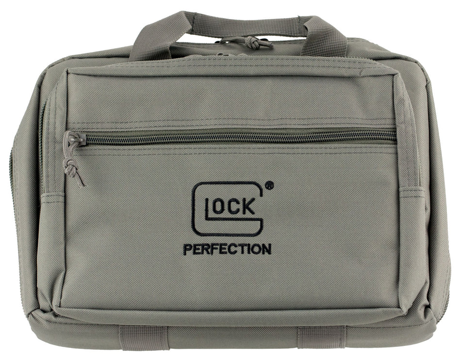 Glock AP60301 Gray Double Pistol Case 12.5"x9.5"x4.5" Dual Padded Compartments 3 Zippered Compartments