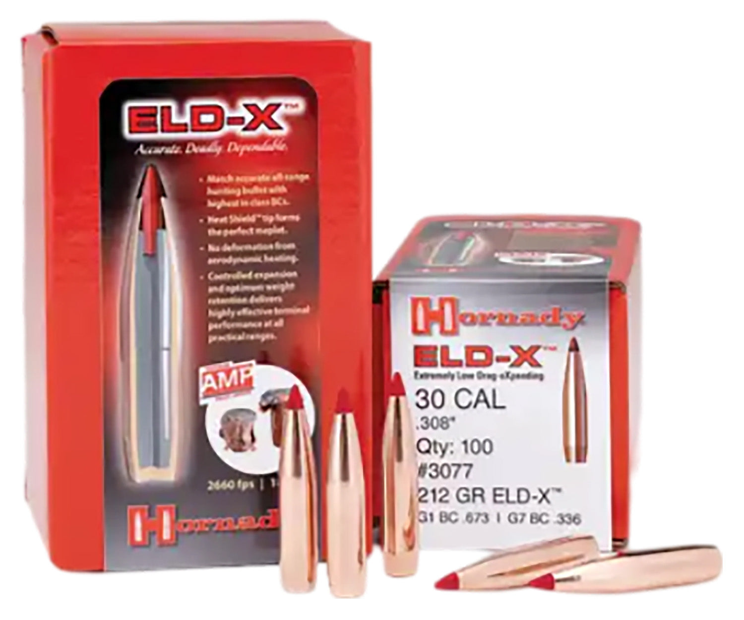 Hornady ELD-X 30 Cal .308 212gr Extremely Low Drag Expanding Hunting Bullets 100/Box