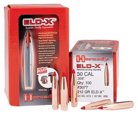 Hornady ELD-X 30 Cal .308 212gr Extremely Low Drag Expanding Hunting Bullets 100/Box