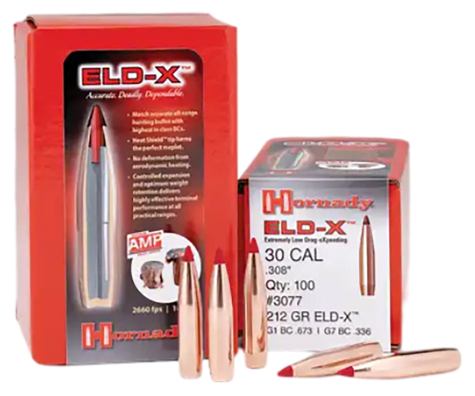 Hornady ELD-X 30 Cal .308 212gr Extremely Low Drag Expanding Hunting Bullets 100/Box