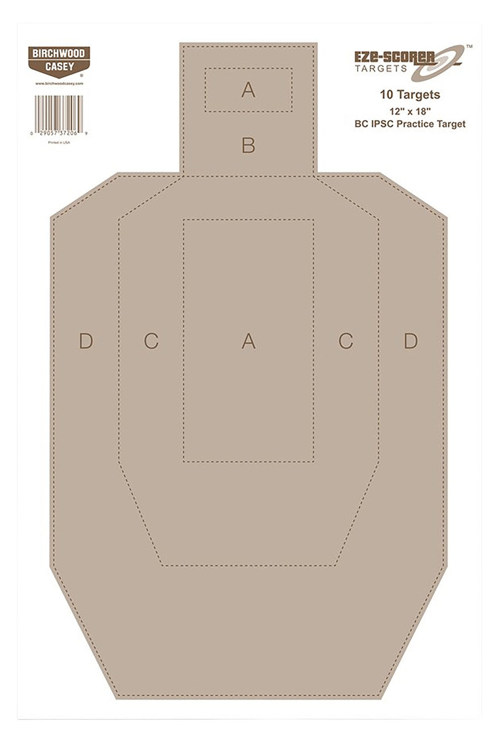 Birchwood Casey EZE-Scorer IPSC Paper Hanging Shooting Target 12" x 18" Tan 100 Per Package