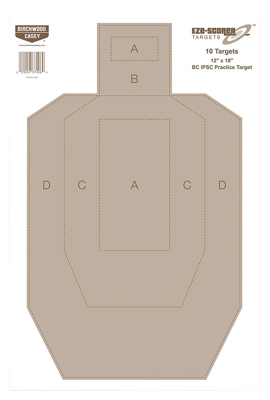 Birchwood Casey EZE-Scorer IPSC Paper Hanging Shooting Target 12" x 18" Tan 100 Per Package