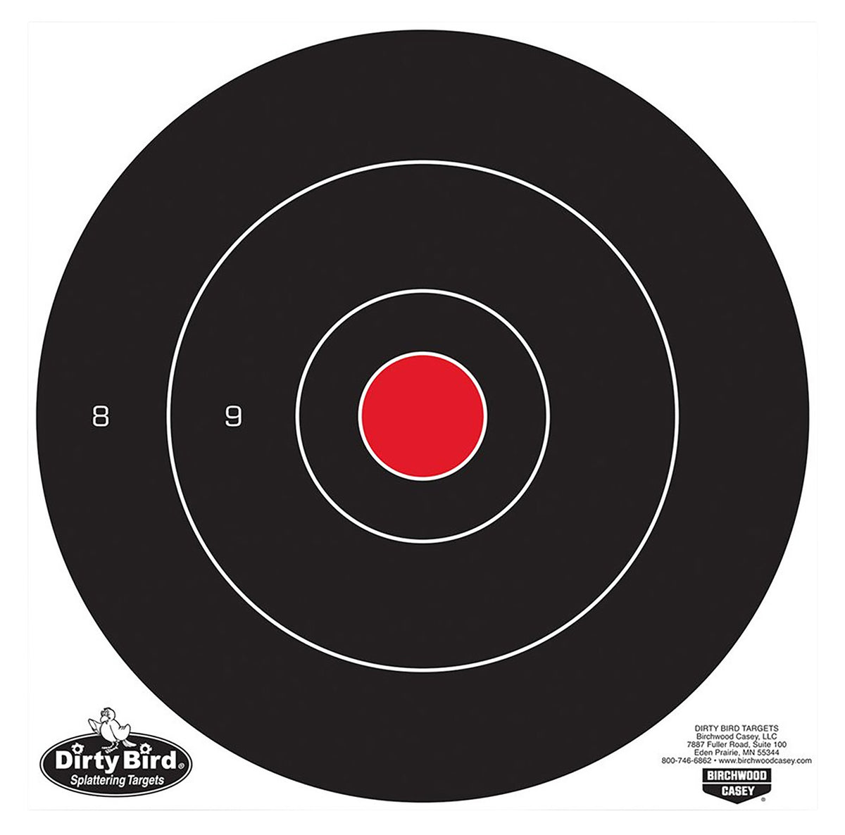 Birchwood Casey Dirty Bird Bullseye 12" Tagboard Hanging Target Black and Red 100 Per Package