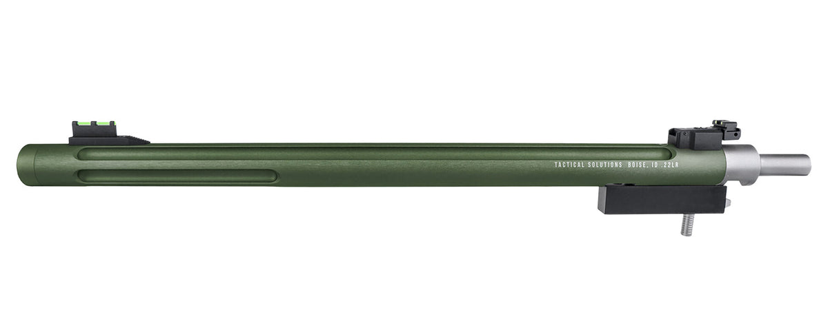 Tactical Solutions 22 LR 16.5" OD Green Fluted Threaded Bull Barrel with Fiber Optic Sights for Ruger 10/22 Takedown