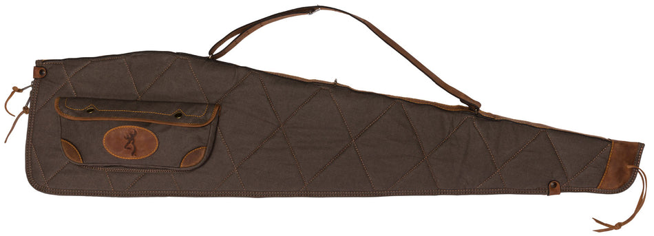 Browning Lona 48" Flint/Brown Canvas Leather Trim Rifle Case Closed-Cell Foam 1413886948