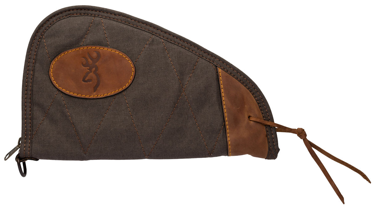 Browning Lona 11" Flint/Brown Canvas Pistol Case Closed-Cell Foam Red Flannel Lining 1423886911