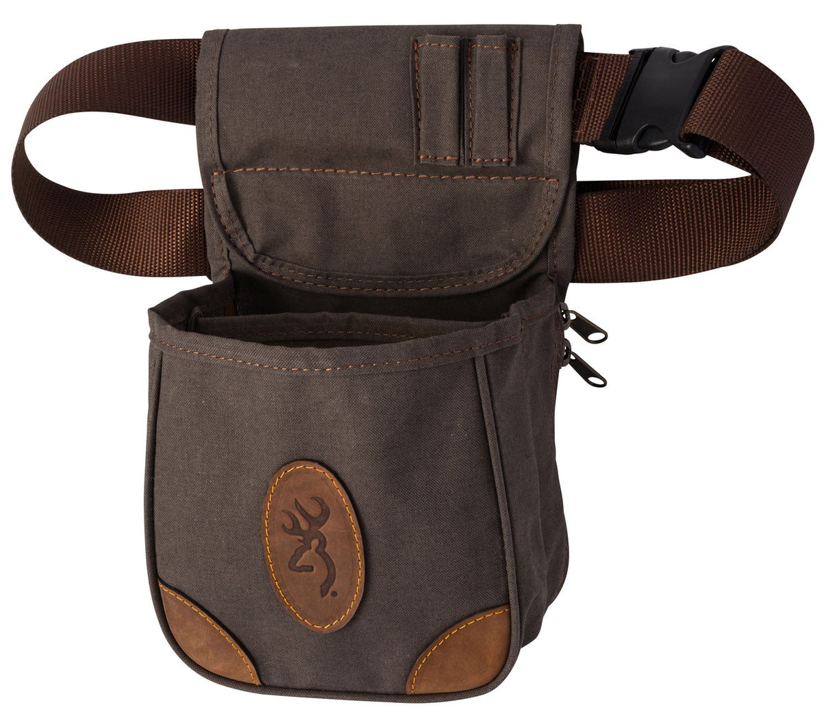 Browning Lona Adjustable Belt Mount Shell Pouch Flint Canvas and Leather