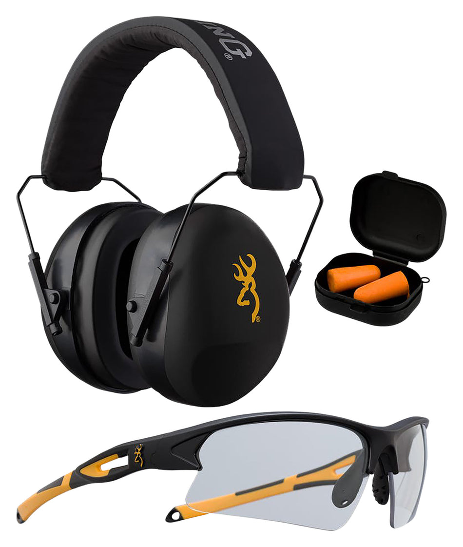 Browning Range Protection Kit with Glasses and Earmuffs 27dB NRR Orange/Black Adult